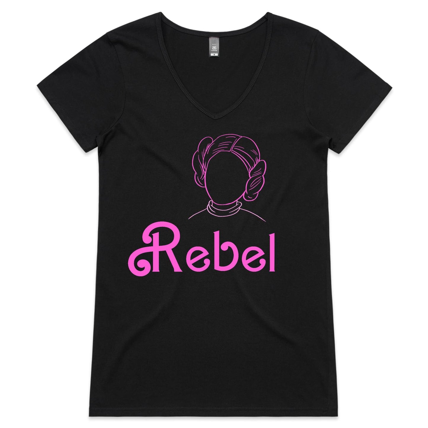 Rebel with a Cause  Colour Bevel - Womens V-Neck T-Shirt