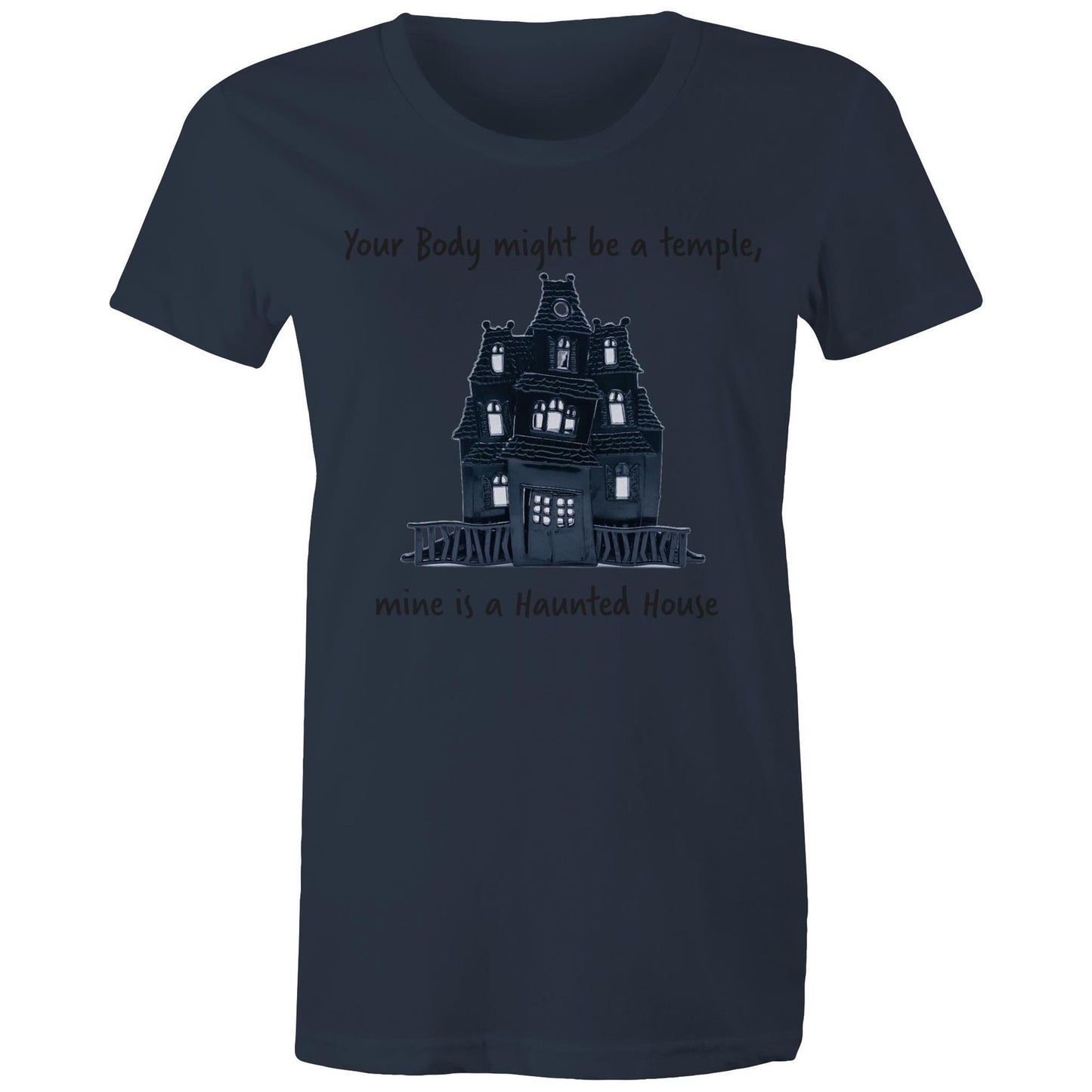 My body is a Haunted House Women's Maple Tee