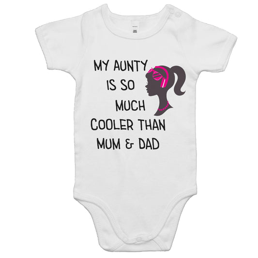 My Aunty is Cooler than Mum and Dad Colour Mini Me - Baby Onesie Romper