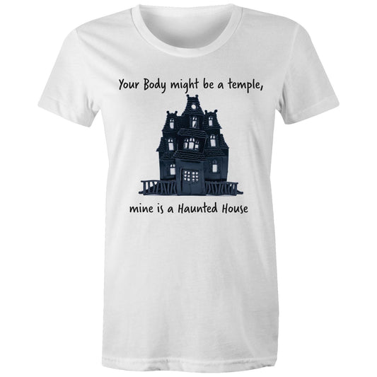 My body is a Haunted House Women's Maple Tee